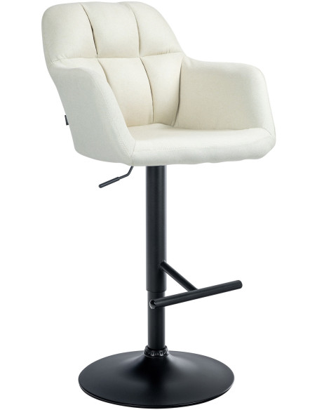 Tabouret de bar réglable haut de gamme en Tissu Blanc crème Métal Noir Mirexa - 1