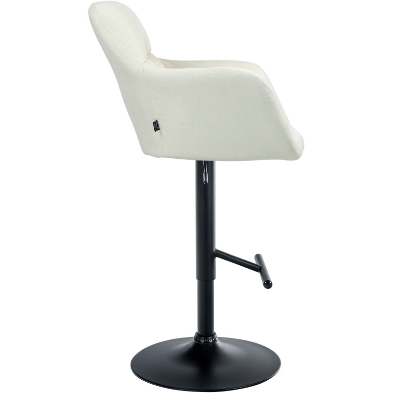 Tabouret de bar réglable haut de gamme en Tissu Blanc crème Métal Noir Mirexa - 3