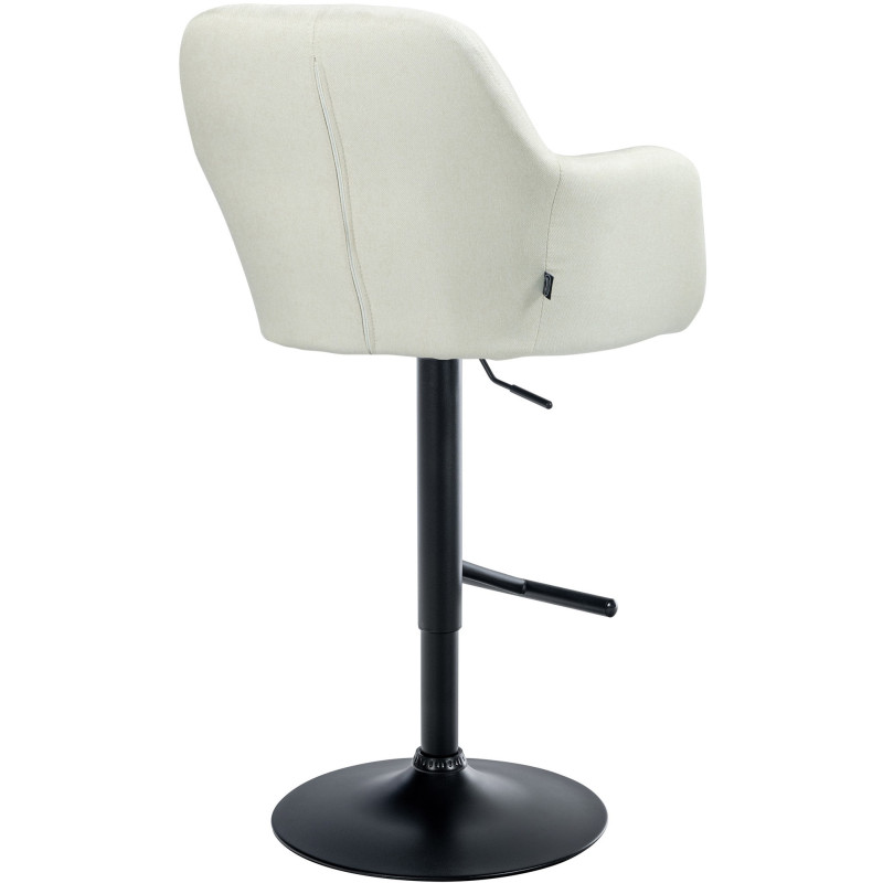 Tabouret de bar réglable haut de gamme en Tissu Blanc crème Métal Noir Mirexa - 4