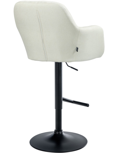 Tabouret de bar réglable haut de gamme en Tissu Blanc crème Métal Noir Mirexa - 4