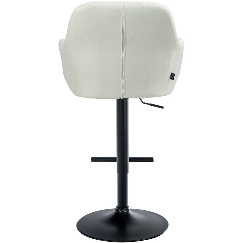 Tabouret de bar réglable haut de gamme en Tissu Blanc crème Métal Noir Mirexa - 5