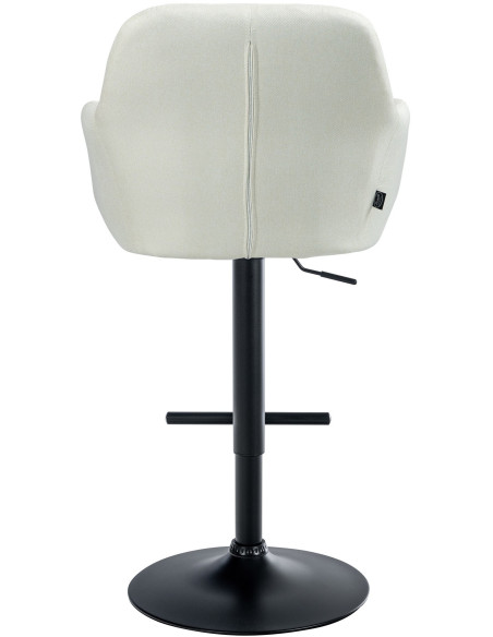 Tabouret de bar réglable haut de gamme en Tissu Blanc crème Métal Noir Mirexa - 5