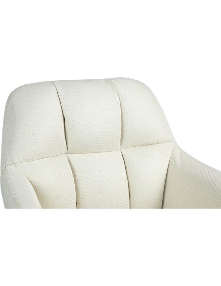 Tabouret de bar réglable haut de gamme en Tissu Blanc crème Métal Noir Mirexa - 6