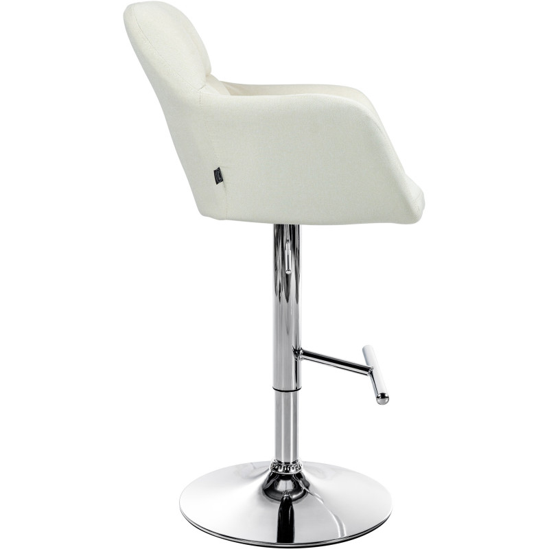 Tabouret de bar réglable haut de gamme en Tissu Blanc crème Métal Argenté Mirexa - 3