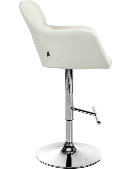Tabouret de bar réglable haut de gamme en Tissu Blanc crème Métal Argenté Mirexa - 3