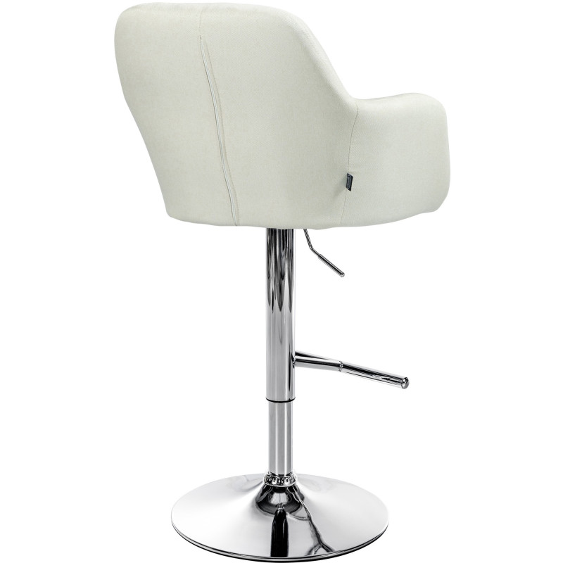 Tabouret de bar réglable haut de gamme en Tissu Blanc crème Métal Argenté Mirexa - 4