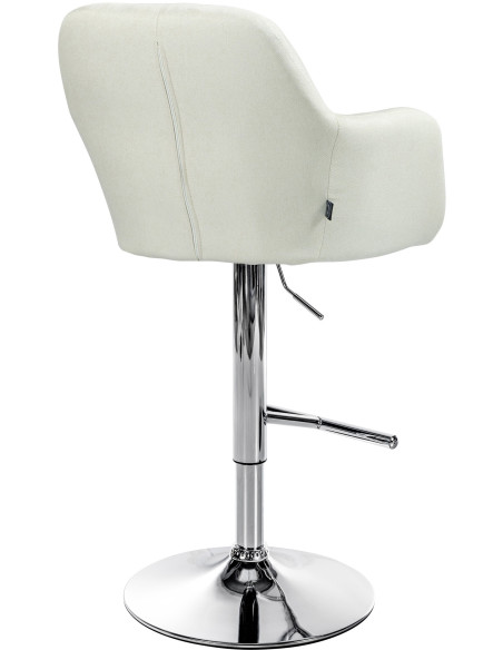 Tabouret de bar réglable haut de gamme en Tissu Blanc crème Métal Argenté Mirexa - 4