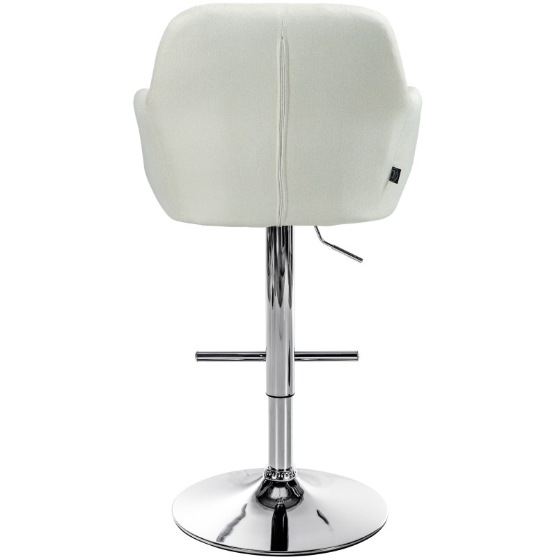 Tabouret de bar réglable haut de gamme en Tissu Blanc crème Métal Argenté Mirexa - 5