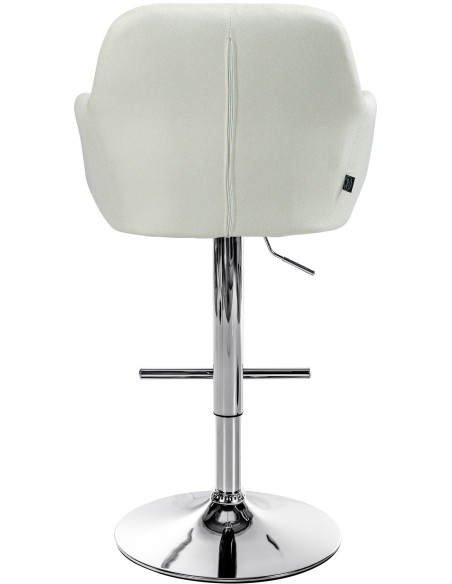 Tabouret de bar réglable haut de gamme en Tissu Blanc crème Métal Argenté Mirexa - 5