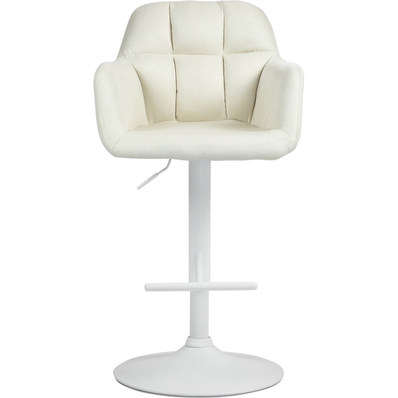 Tabouret de bar réglable haut de gamme en Tissu Blanc crème Métal Blanc Mirexa - 2