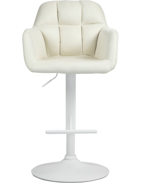 Tabouret de bar réglable haut de gamme en Tissu Blanc crème Métal Blanc Mirexa - 2
