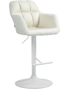 Tabouret de bar réglable haut de gamme en Tissu Blanc crème Métal Blanc Mirexa - 1