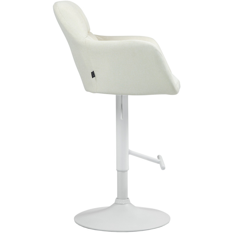 Tabouret de bar réglable haut de gamme en Tissu Blanc crème Métal Blanc Mirexa - 3