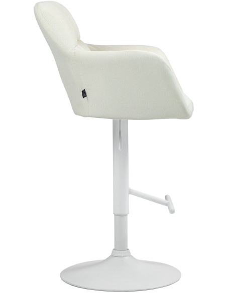 Tabouret de bar réglable haut de gamme en Tissu Blanc crème Métal Blanc Mirexa - 3