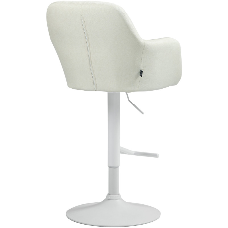 Tabouret de bar réglable haut de gamme en Tissu Blanc crème Métal Blanc Mirexa - 4