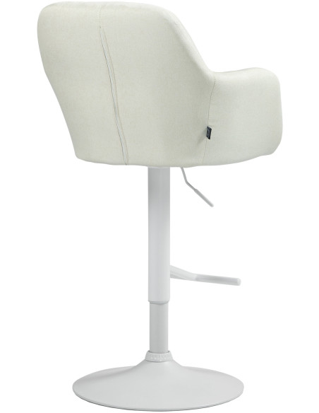 Tabouret de bar réglable haut de gamme en Tissu Blanc crème Métal Blanc Mirexa - 4