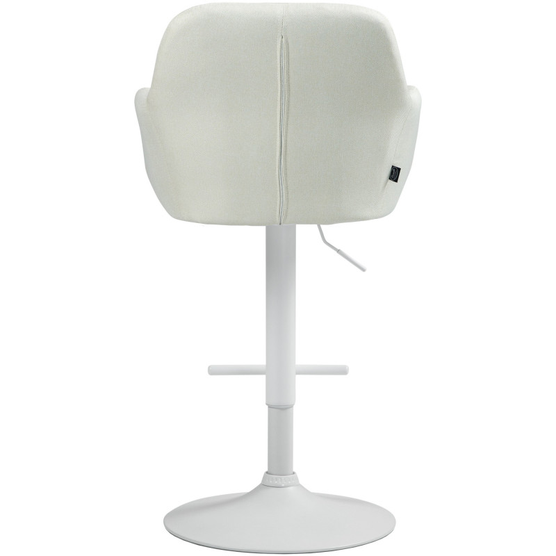 Tabouret de bar réglable haut de gamme en Tissu Blanc crème Métal Blanc Mirexa - 5