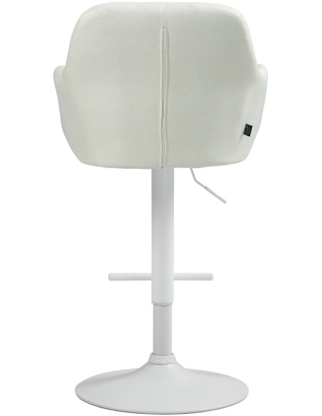 Tabouret de bar réglable haut de gamme en Tissu Blanc crème Métal Blanc Mirexa - 5