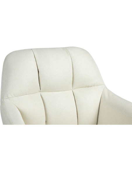 Tabouret de bar réglable haut de gamme en Tissu Blanc crème Métal Blanc Mirexa - 6