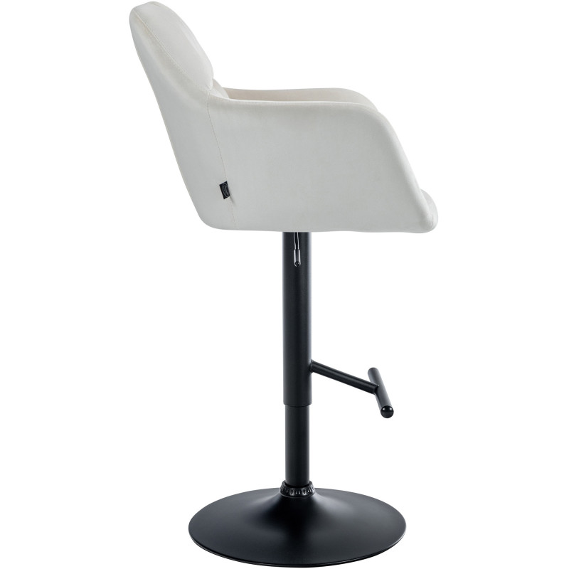 Tabouret de bar réglable haut de gamme en Velours Blanc crème Métal Noir Mirexa - 3