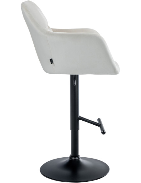Tabouret de bar réglable haut de gamme en Velours Blanc crème Métal Noir Mirexa - 3