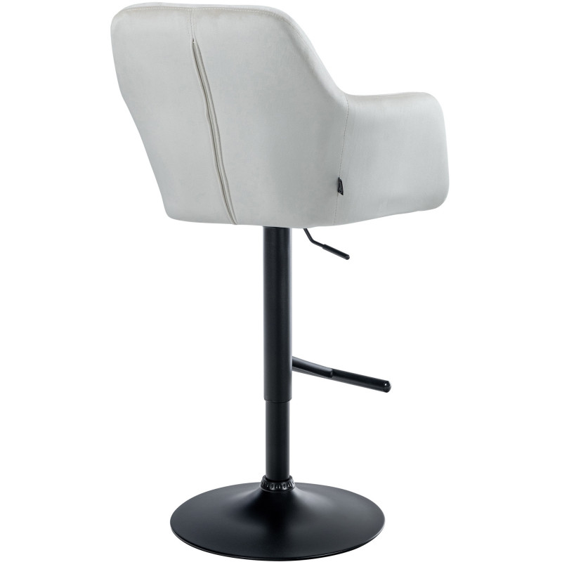 Tabouret de bar réglable haut de gamme en Velours Blanc crème Métal Noir Mirexa - 4