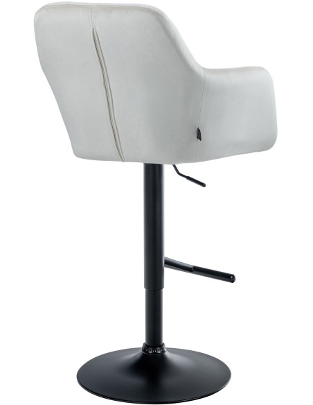 Tabouret de bar réglable haut de gamme en Velours Blanc crème Métal Noir Mirexa - 4