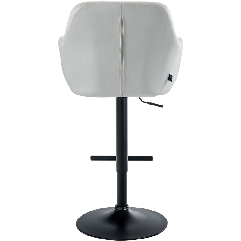 Tabouret de bar réglable haut de gamme en Velours Blanc crème Métal Noir Mirexa - 5