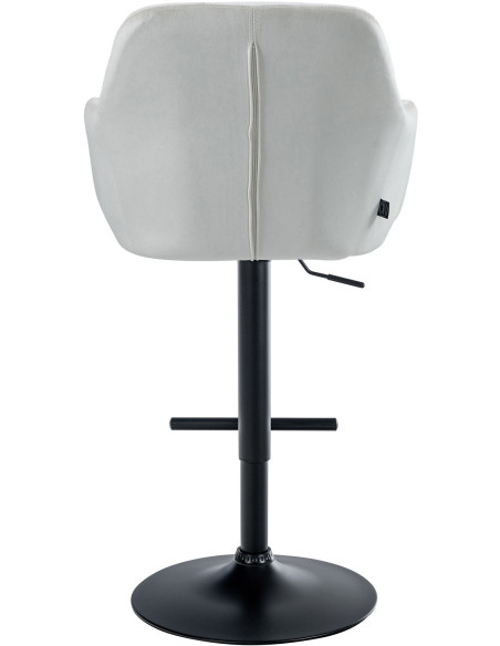 Tabouret de bar réglable haut de gamme en Velours Blanc crème Métal Noir Mirexa - 5