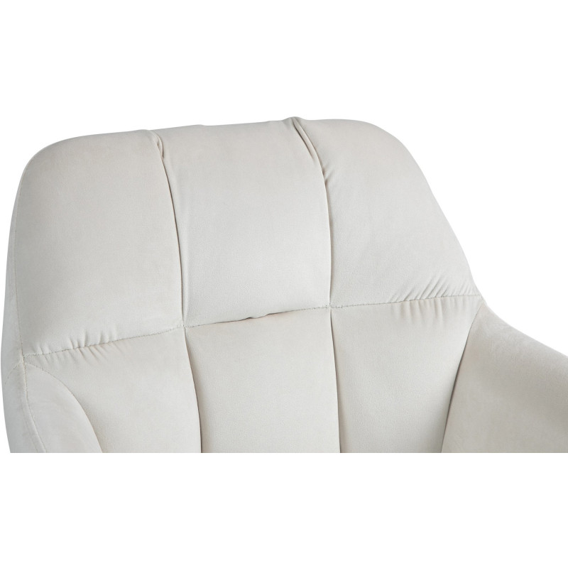 Tabouret de bar réglable haut de gamme en Velours Blanc crème Métal Noir Mirexa - 6