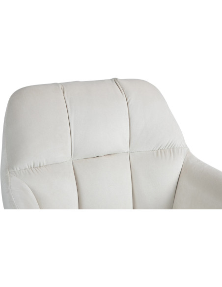 Tabouret de bar réglable haut de gamme en Velours Blanc crème Métal Noir Mirexa - 6