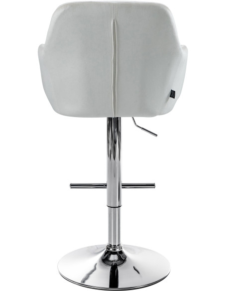 Tabouret de bar réglable haut de gamme en Velours Blanc crème Métal Argenté Mirexa - 5