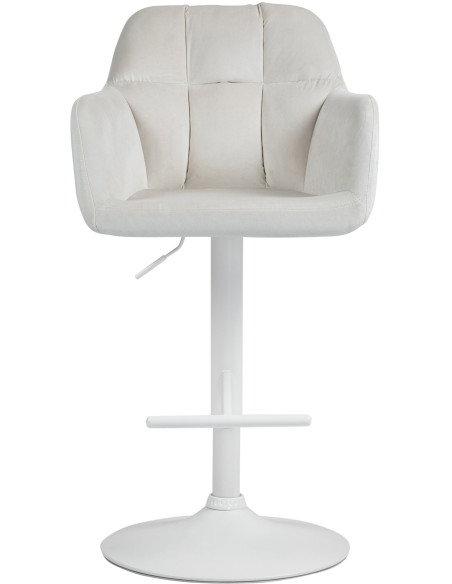 Tabouret de bar réglable haut de gamme en Velours Blanc crème Métal Blanc Mirexa - 2