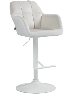 Tabouret de bar réglable haut de gamme en Velours Blanc crème Métal Blanc Mirexa - 1