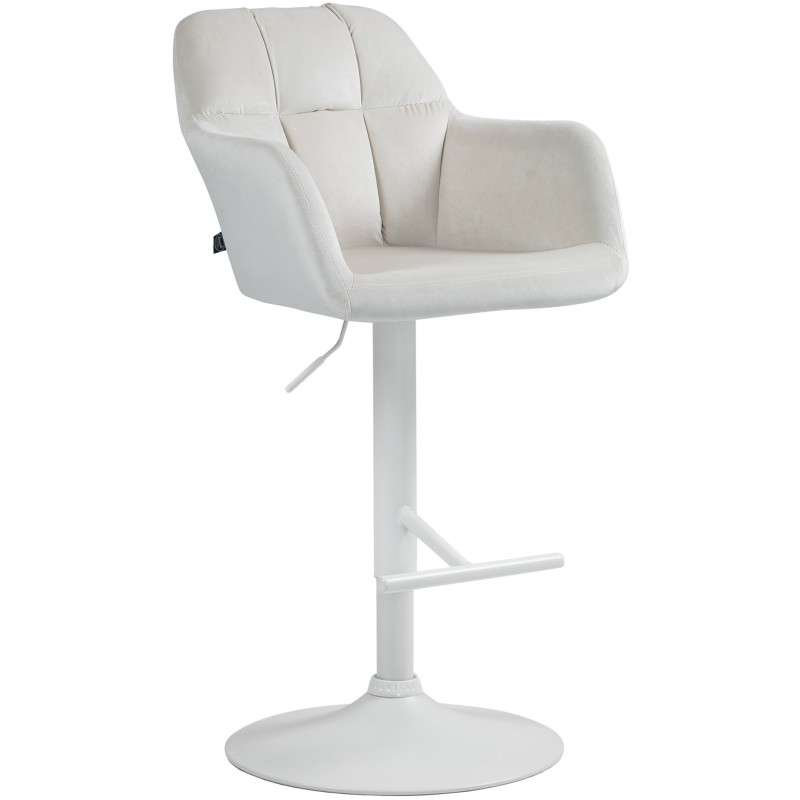 Tabouret de bar réglable haut de gamme en Velours Blanc crème Métal Blanc Mirexa - 1