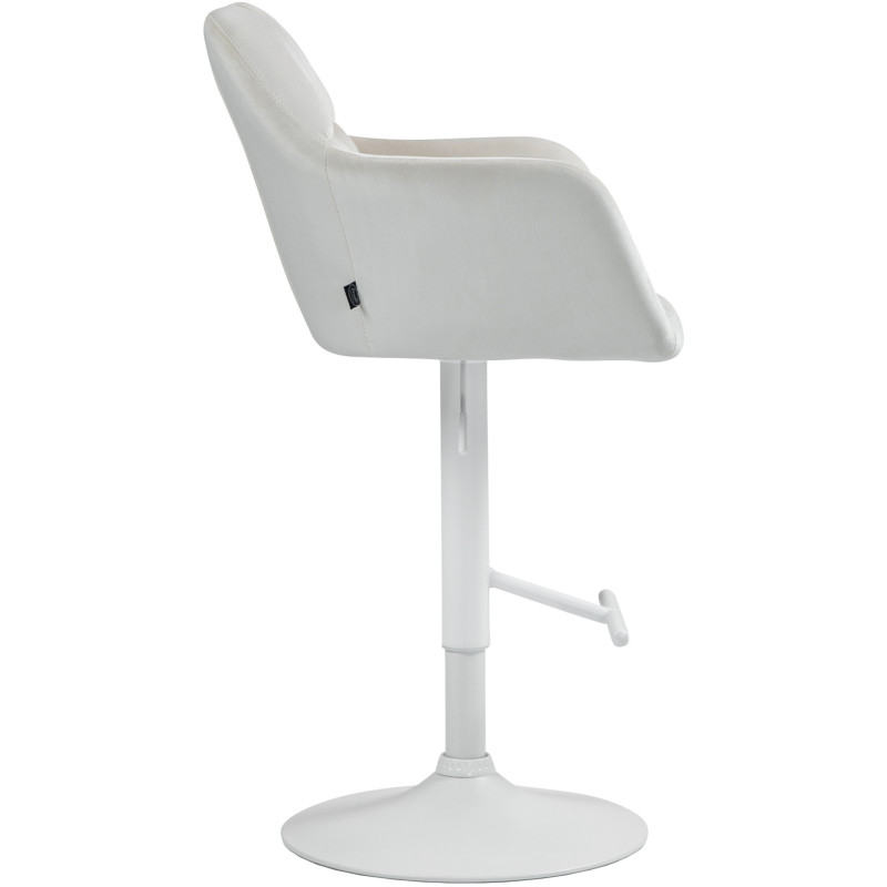Tabouret de bar réglable haut de gamme en Velours Blanc crème Métal Blanc Mirexa - 3