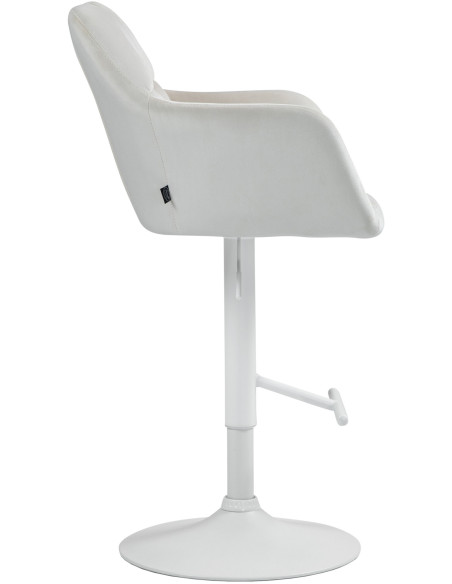 Tabouret de bar réglable haut de gamme en Velours Blanc crème Métal Blanc Mirexa - 3