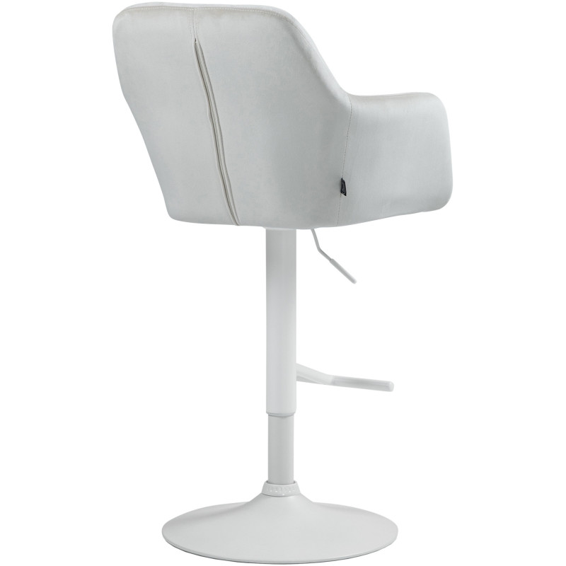 Tabouret de bar réglable haut de gamme en Velours Blanc crème Métal Blanc Mirexa - 4