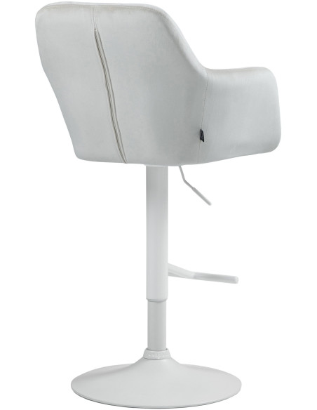 Tabouret de bar réglable haut de gamme en Velours Blanc crème Métal Blanc Mirexa - 4