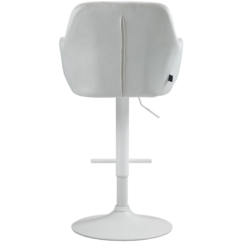 Tabouret de bar réglable haut de gamme en Velours Blanc crème Métal Blanc Mirexa - 5