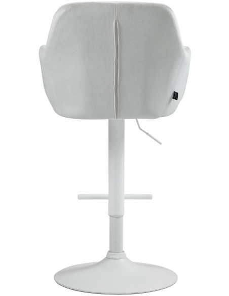 Tabouret de bar réglable haut de gamme en Velours Blanc crème Métal Blanc Mirexa - 5