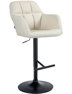 Tabouret de bar réglable haut de gamme en Polyuréthane Blanc crème Métal Noir Mirexa - 1