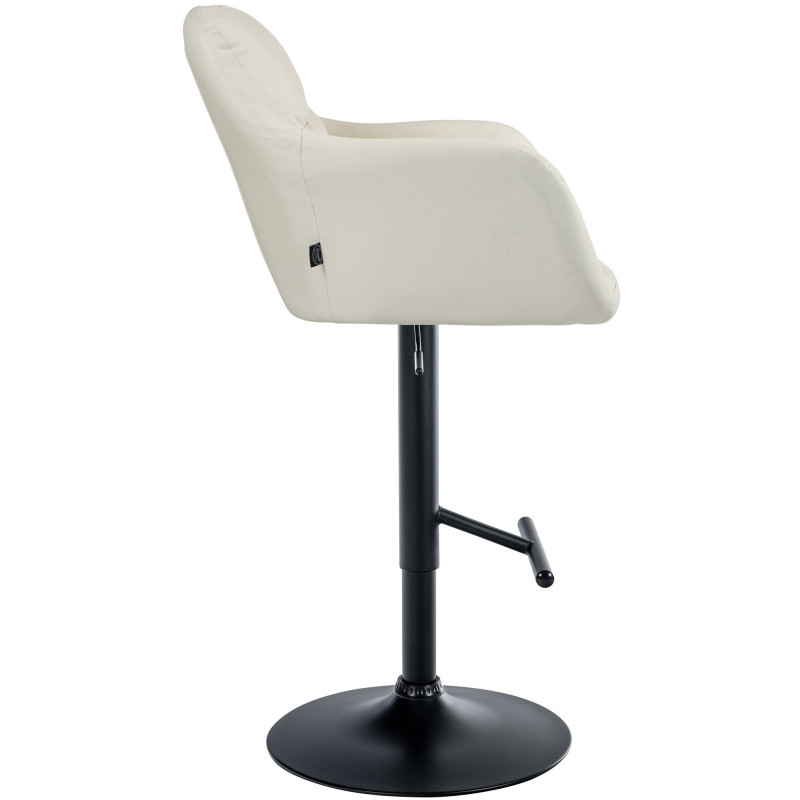 Tabouret de bar réglable haut de gamme en Polyuréthane Blanc crème Métal Noir Mirexa - 3