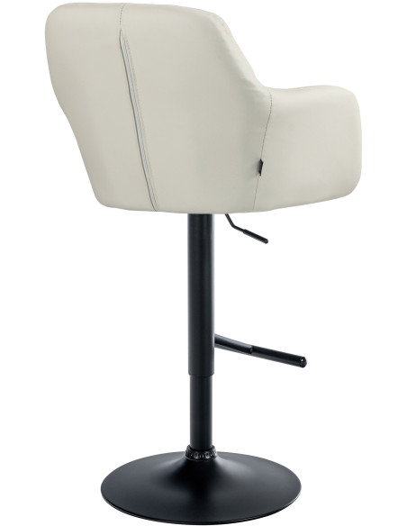 Tabouret de bar réglable haut de gamme en Polyuréthane Blanc crème Métal Noir Mirexa - 4