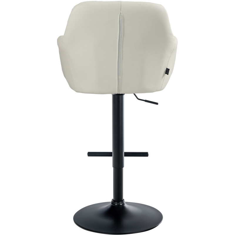 Tabouret de bar réglable haut de gamme en Polyuréthane Blanc crème Métal Noir Mirexa - 5