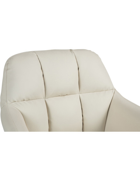 Tabouret de bar réglable haut de gamme en Polyuréthane Blanc crème Métal Noir Mirexa - 6