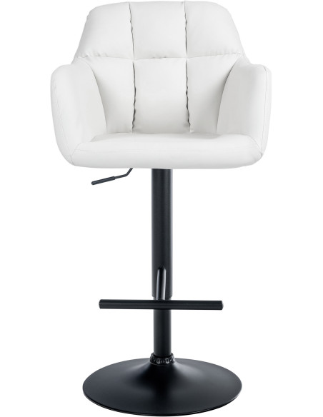 Tabouret de bar réglable haut de gamme en Polyuréthane Blanc Métal Noir Mirexa - 2