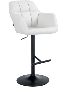 Tabouret de bar réglable haut de gamme en Polyuréthane Blanc Métal Noir Mirexa - 1