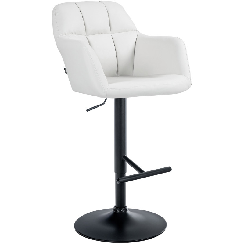 Tabouret de bar réglable haut de gamme en Polyuréthane Blanc Métal Noir Mirexa - 1