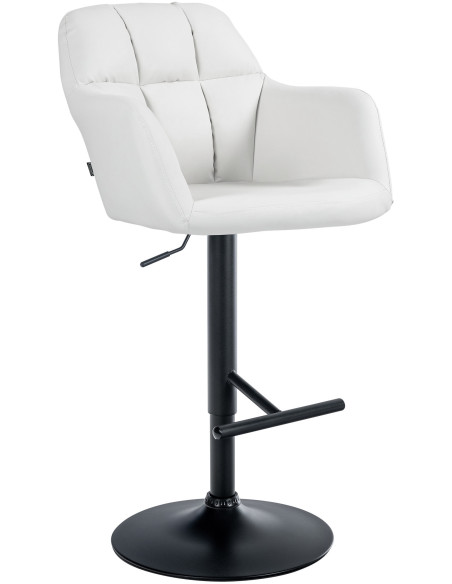 Tabouret de bar réglable haut de gamme en Polyuréthane Blanc Métal Noir Mirexa - 1